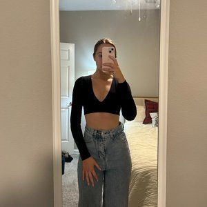 Garage Black Long Sleeved V Neck